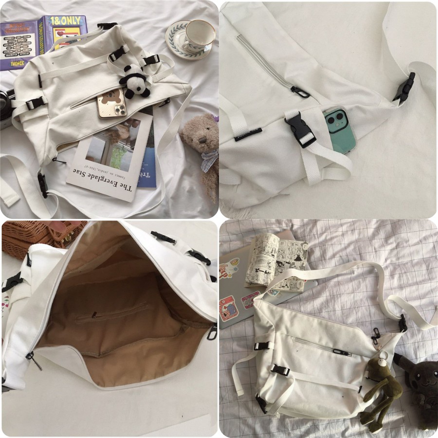 Túi tote vải canvas đeo chéo đeo vai ulzzang hàn quốc xinh xắn