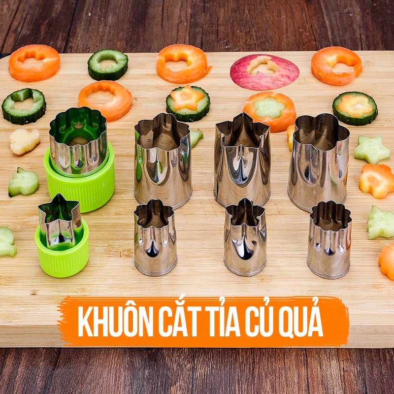 Khuôn tỉa cắt hoa rau củ, làm bánh 8 món sắc gọn tiện lợi nội trợ dễ dàng cho bữa cơm ngon đẹp