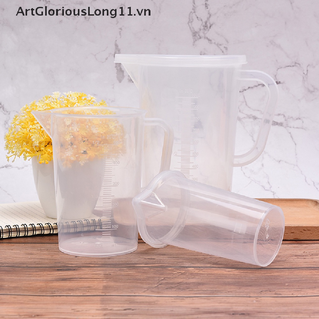 【ArtGloriousLong】 Plastic Measuring Jug Cup Thick Handle Sealing Cover Kitchen Cooking Supplies .
