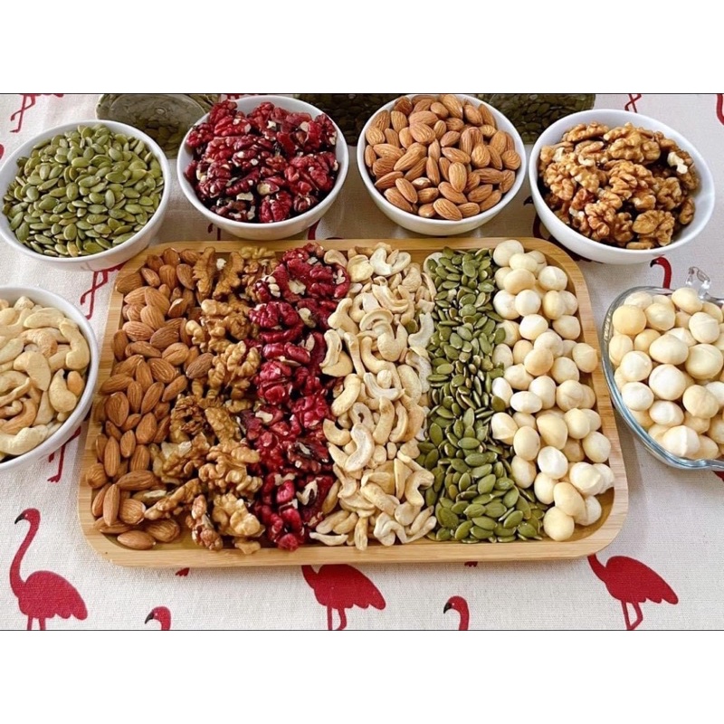 Granola siêu hạt 100% hạt dinh dưỡng mix macca hạnh nhân hat bí hạt điều hộp 500g các vị ăn kiêng eatclean
