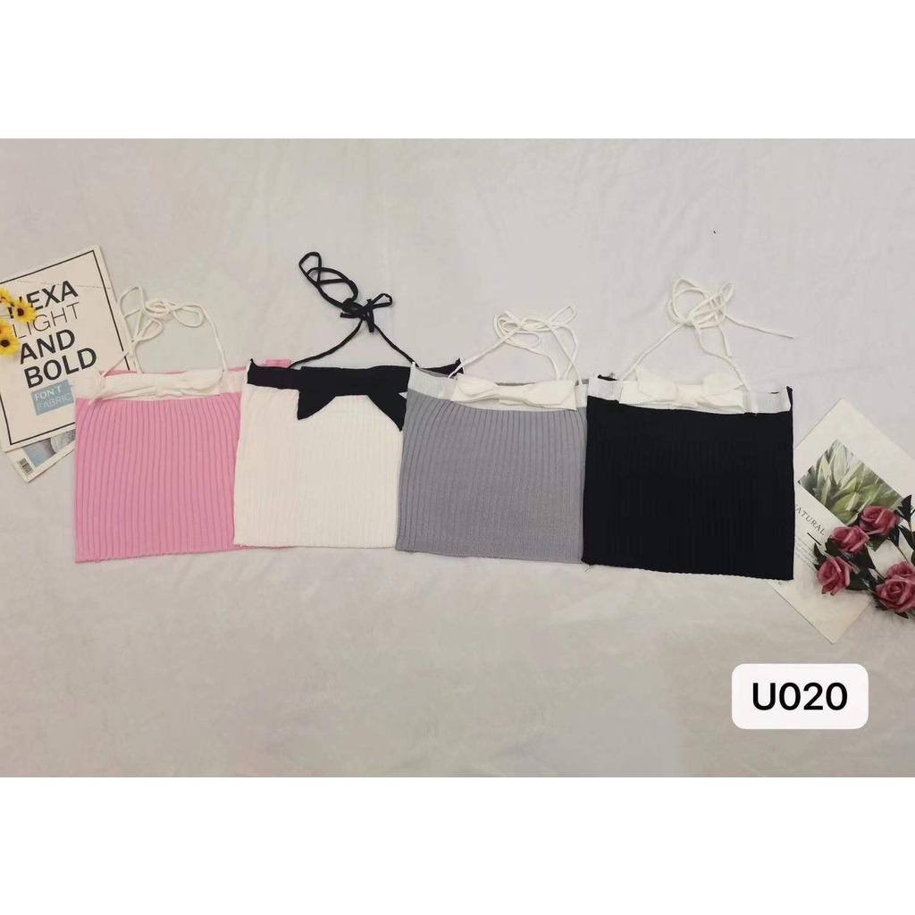 DUNEA Áo Ống Hai Dây Đính Nơ Quyến Rũ Thời Trang Cho Nữ