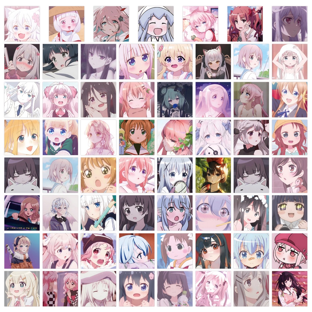 Set 60 Miếng Dán Họa Tiết Anime Kawaii Dễ Thương Dùng Trang Trí Sổ Tay/Nhật Ký DIY