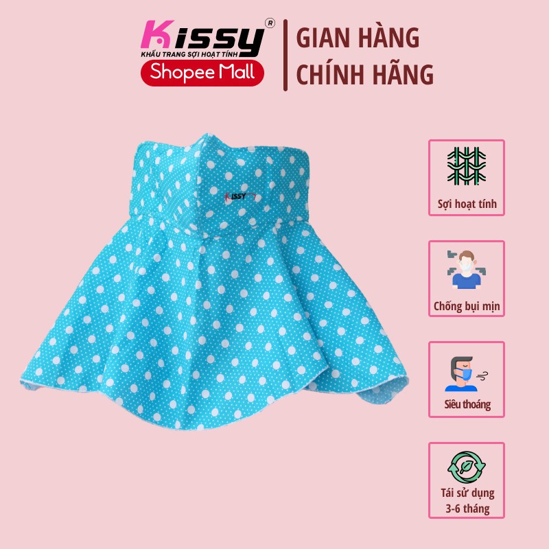 Khẩu Trang Kissy Cho Nữ Mẫu Trùm Nửa Đầu Chống Nắng Và Bụi Mịn Hiệu Quả Chấm Bi To, Giao Đúng Mẫu