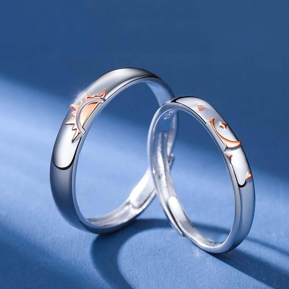 Nhẫn Hình Mặt Trăng / Ngôi Sao Có Thể Điều Chỉnh Kích Cỡ Thời Trang Dành Cho Nam