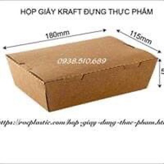Hộp giấy Kraft đựng cơm, bún, miến - 100 hộp( giấy nâu)