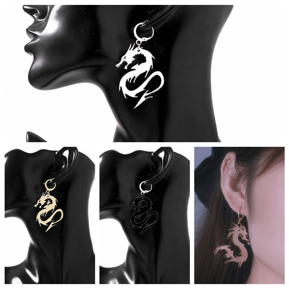 UPSTOP 1 Pair Women Men Totem Flame Dragon Pattern Acrylic Earrings/Multicolor