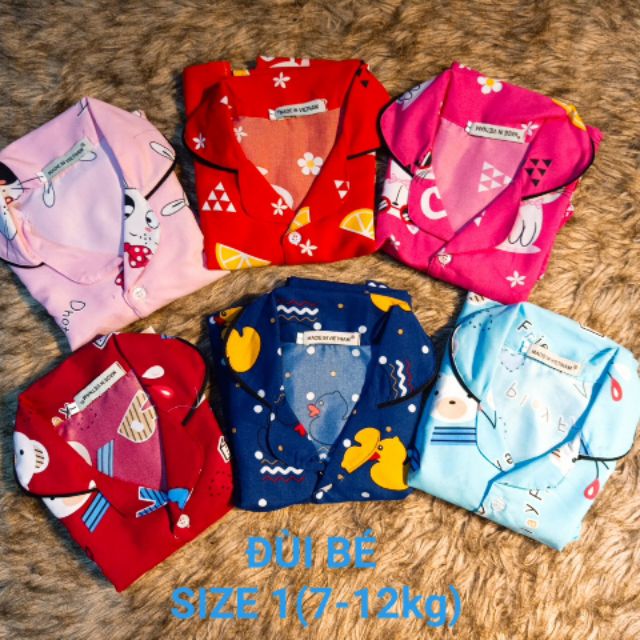 BỘ PIJAMA KATE THÁI TAY NGẮN QUẦN NGẮN CHO BÉ SIZE 7-12KG.