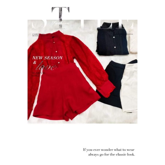 [Siêu Phẩm] Sét Đồ Bộ Kiểu phối ren hoa có khuy cài sang chảnh (quần lưng cao có chun co giãn)