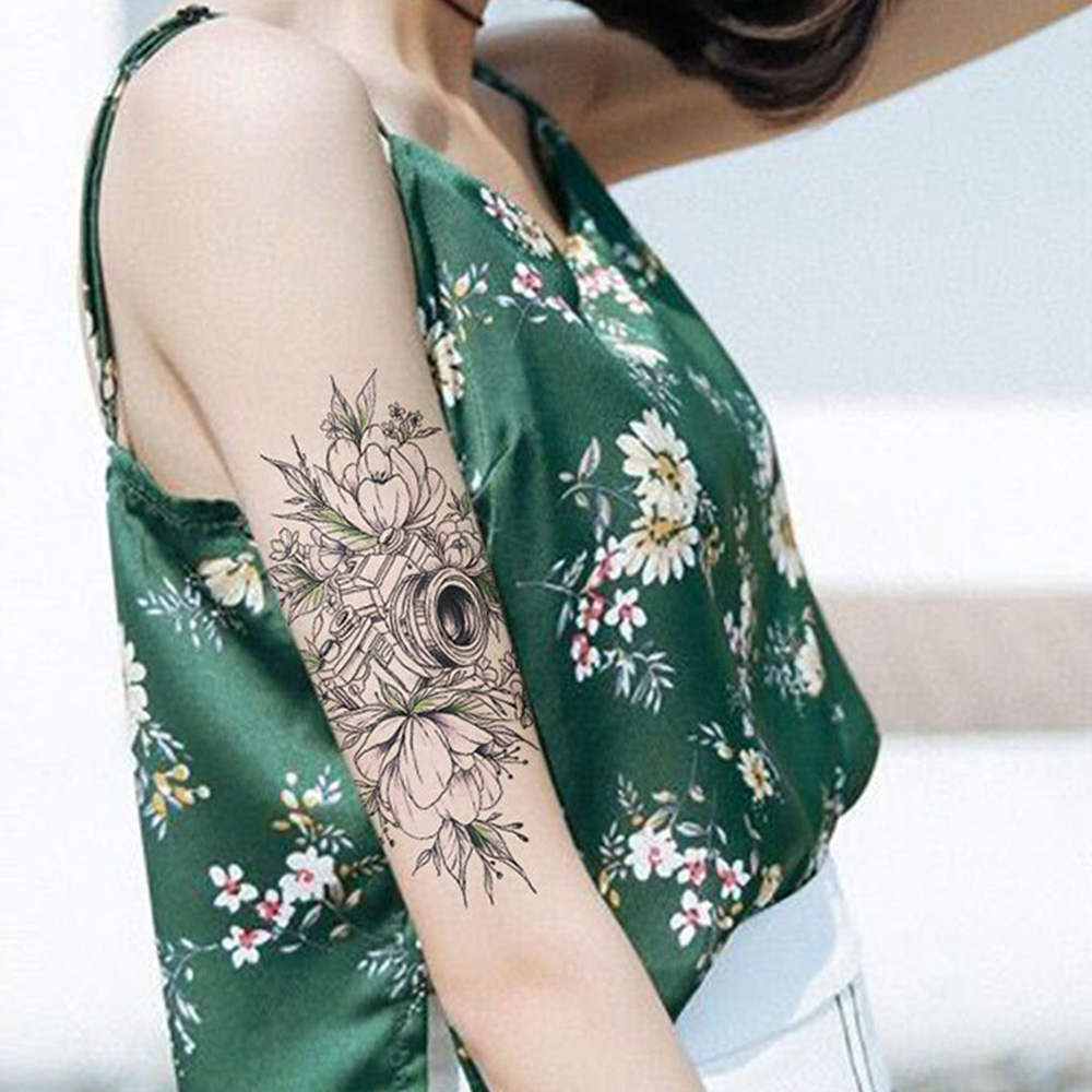 Hình xăm dán hình hoa chống nước đẹp mắt cho nữ