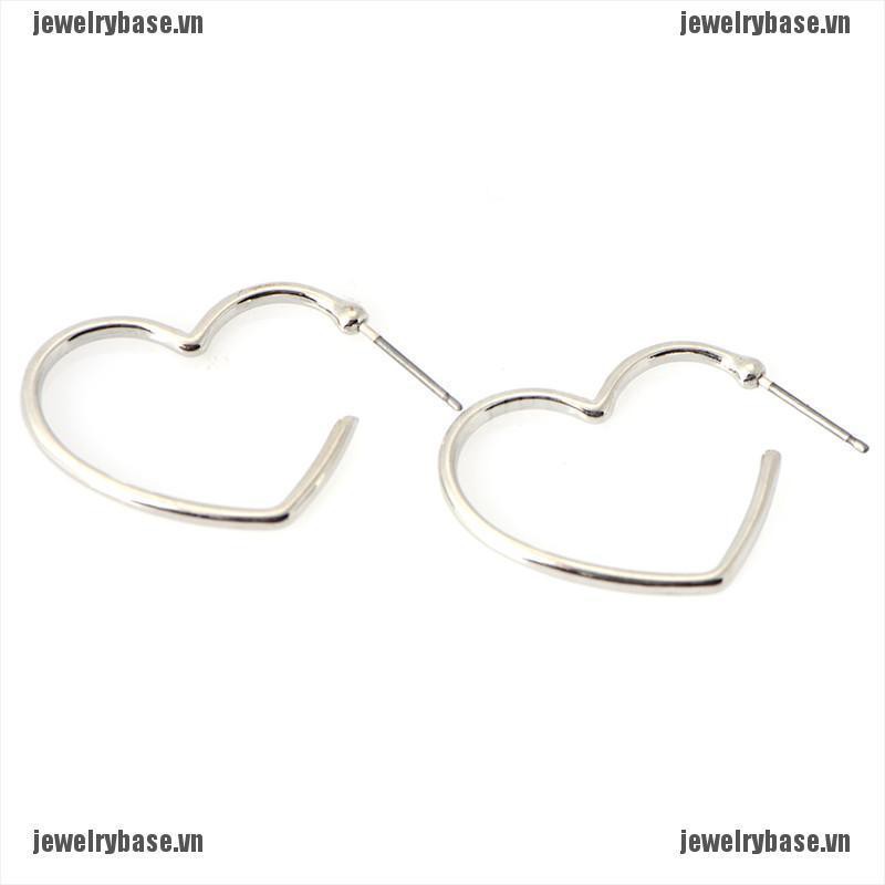 [Base] Heart Circle Loop Hoop Earrings Ear Studs Earrings Women Party Ear Drop Earrings [VN]