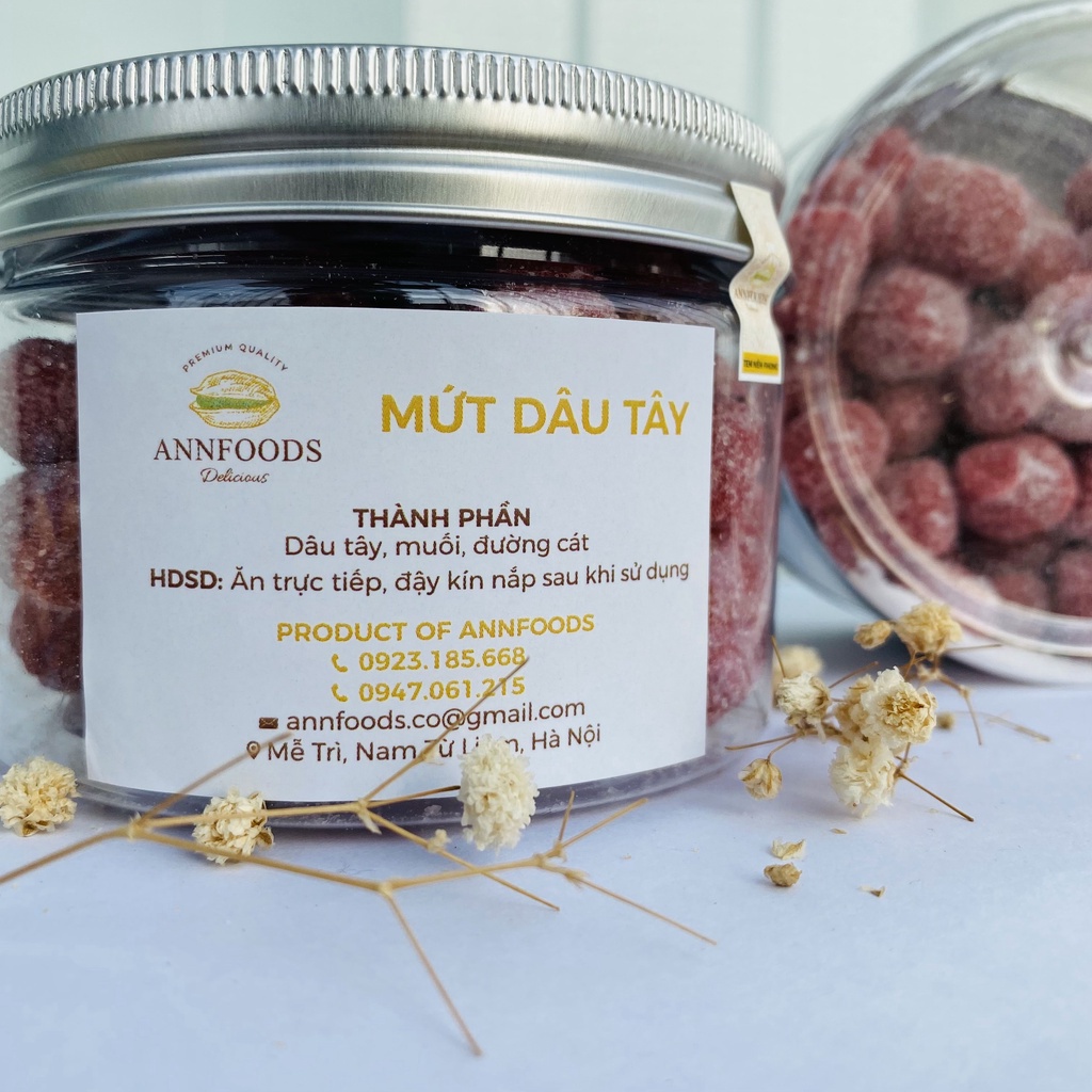 Mứt Dâu Tây Đà Lạt Mứt Dâu Tây Nguyên Quả Sấy Dẻo Nhà Làm Vừa Đường Ăn Không Sợ Béo  - Annfoods