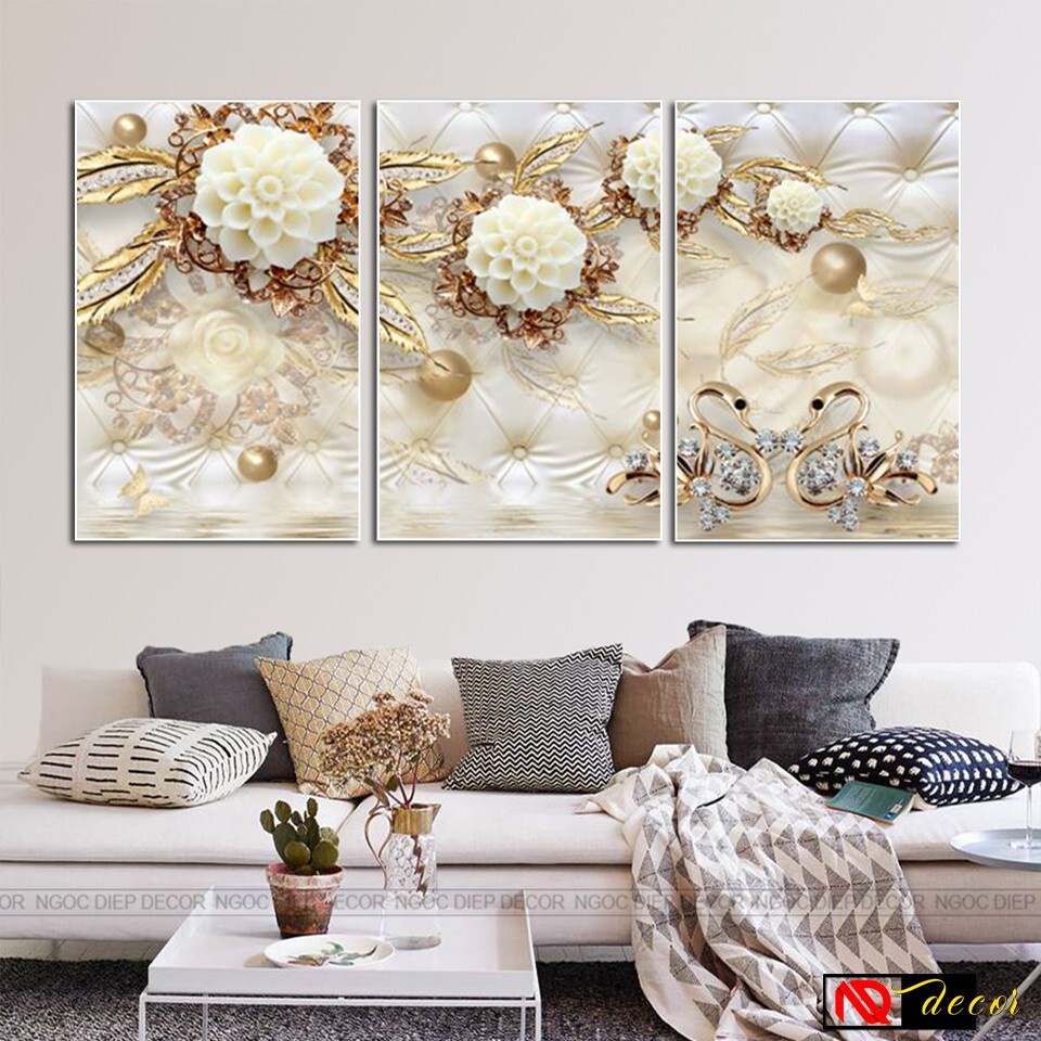 🍀Tranh Treo Tường 3D Trang Trí Phòng Khách,Phòng Ngủ Hoa 3D Đẹp,Mới,Hiện Đại,Sang Trọng,Thương Hiệu Đại Long Sài Gòn