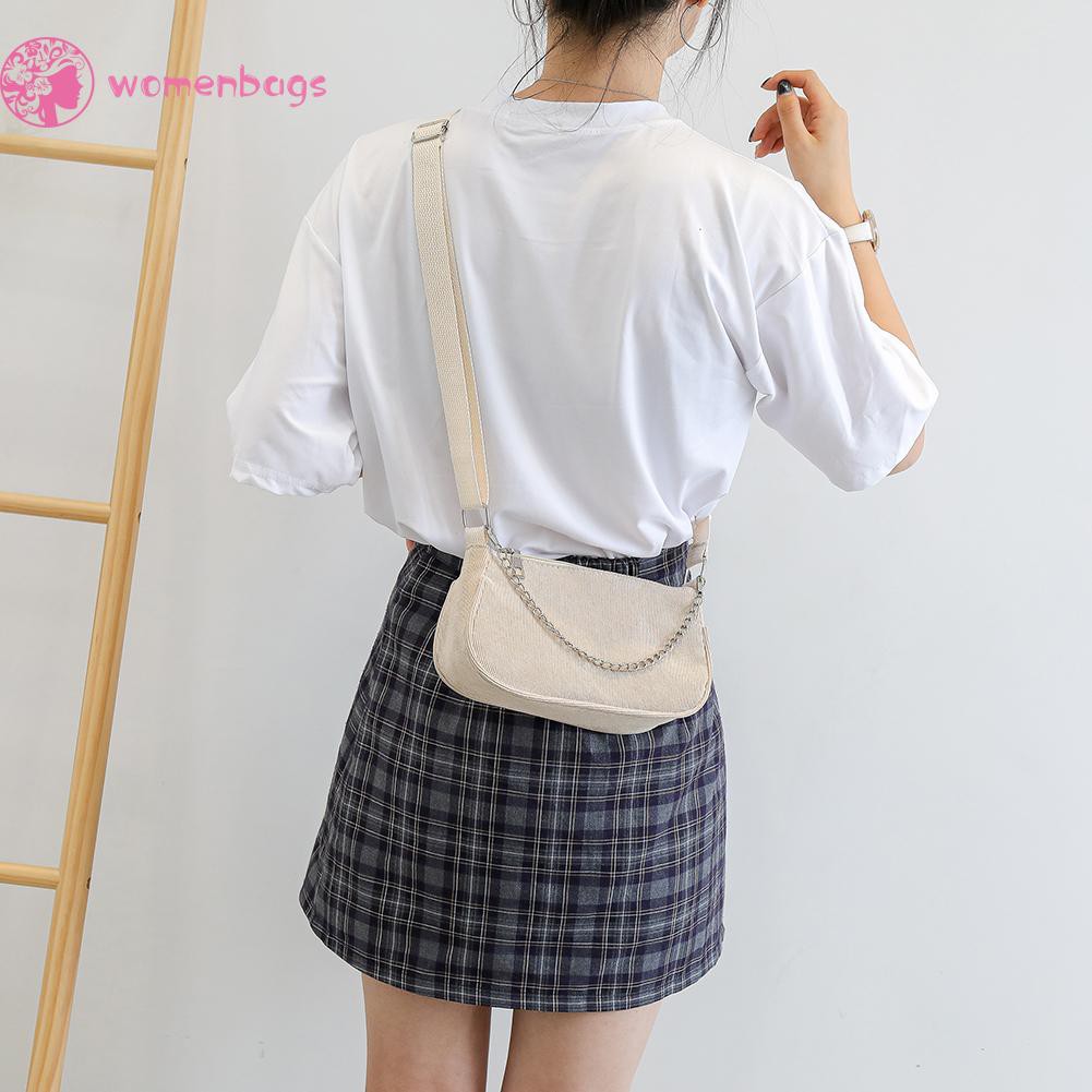 Túi đeo chéo vải nhung màu trơn có khóa kéo nhỏ nhắn thanh lịch thời trang cho nữ | BigBuy360 - bigbuy360.vn