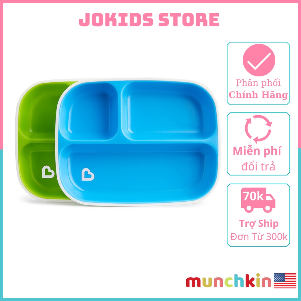 Bộ 2 Đĩa Chia Ngăn Chống Trượt Munchkin Hoa Kỳ - Jokids Store