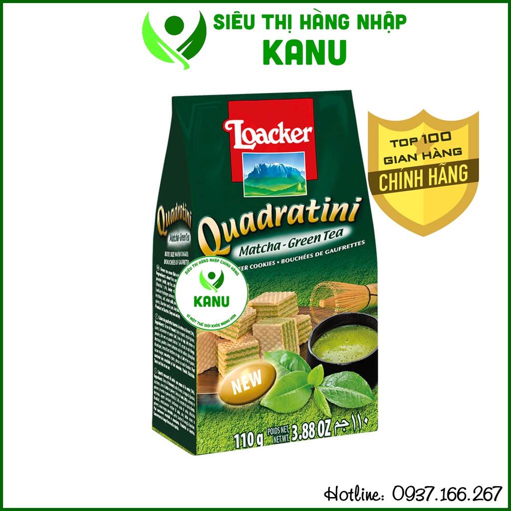 [Nhiều vị] Bánh xốp hiệu Loacker Quadratini 125g số 1 Ý (đồ ăn vặt vị matcha trà xanh, vanila, phô mai, socola, hạt dẻ)