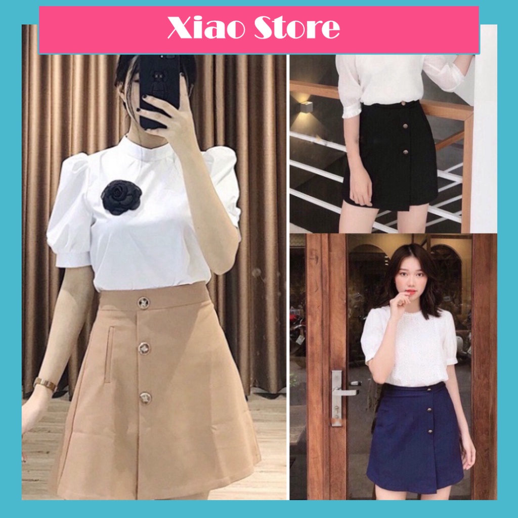 Quần giả váy Cúc Hoa siêu Hot chất đẹp mầu trắng đen deal tốt xiao shop