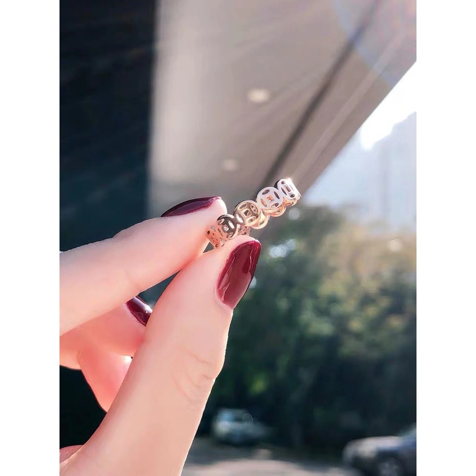 Nhẫn đeo tay bằng thép titan mạ vàng 18k không gây dị ứng thời trang kiểu Hàn Quốc