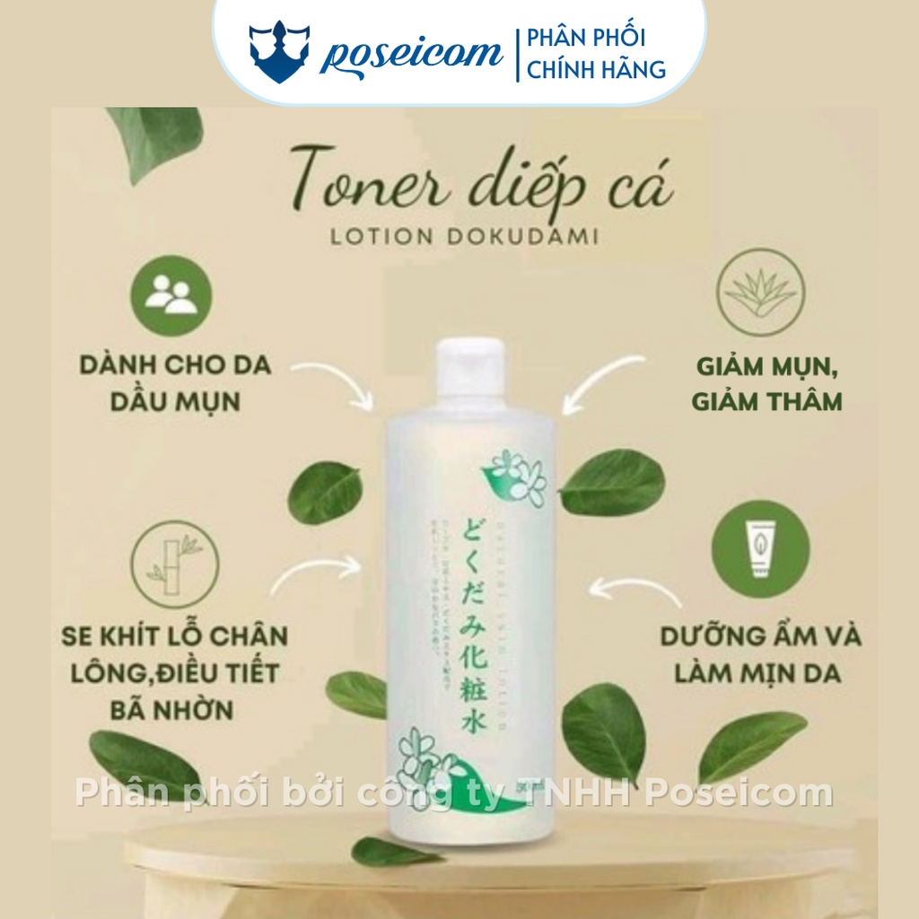 Nước Hoa Hồng Diếp Cá Tía Tô Dành Cho Da Dầu Mụn Toner Chinoshio Dokudami Natural Skin Lotion Nhật Bản 500ml