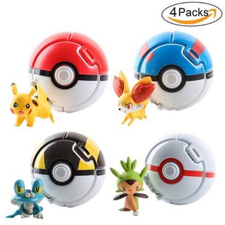 Set 4 Quả Cầu Pokemon Đồ Chơi Cho Bé