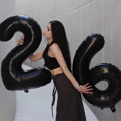 Bong Bóng Hình Số 0-9 Màu Trắng Đen Bằng Lá Nhôm Kỹ Thuật Số Trang Trí Tiệc Sinh Nhật