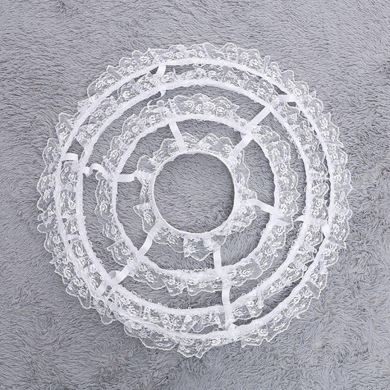 Lồng Nuôi Thú Cưng 3 Vòng Bằng Thép Phối Ren Và Diềm Xếp Nếp Phong Cách Lolita