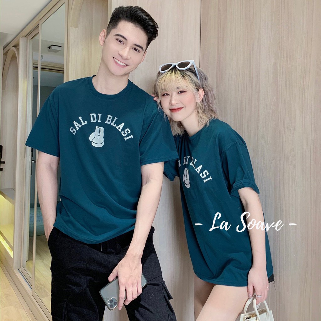 Áo thun xanh nam nữ Unisex đa họa tiết dáng Ulzzang form rộng dành cho các cặp đôi, nhóm - tình yêu nồng cháy