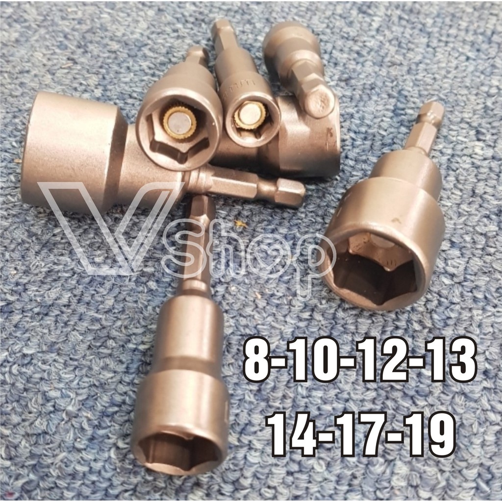 Đầu tuýp, đầu khẩu,tháo ráp,  vặn, mở bu lông, tán, đai ốc. đuôi lục giác 6,3mm, dùng cho máy bắn vít