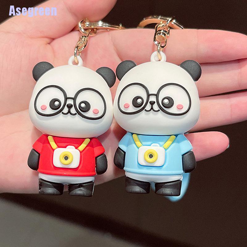 Móc khóa hình máy ảnh gấu trúc 3D dễ thương