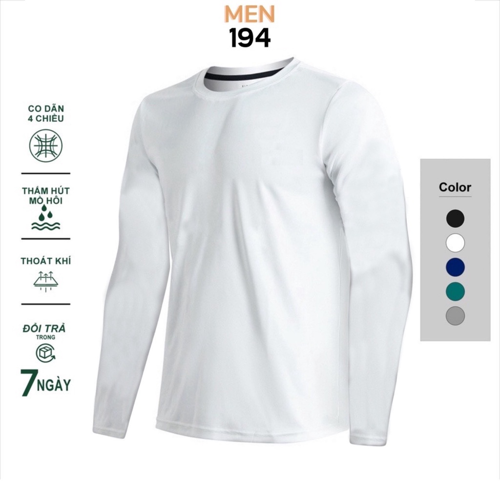 Áo giữ nhiệt thể thao nam Men 194 cao cấp, vải thun poly lạnh co dãn siêu tốt, form ôm slimfit - AGN Trơn