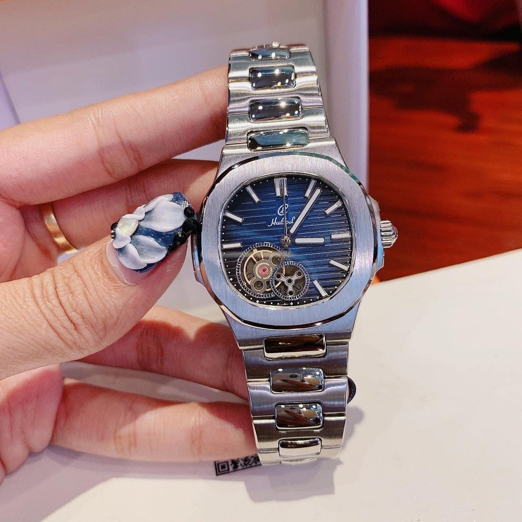 Đồng Hồ Nam Huboler Automatic Bạc Mặt Xanh 42mm Authentic