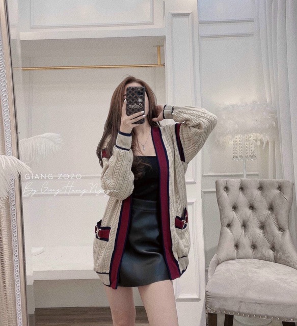 Áo Cadigan Viền Đỏ