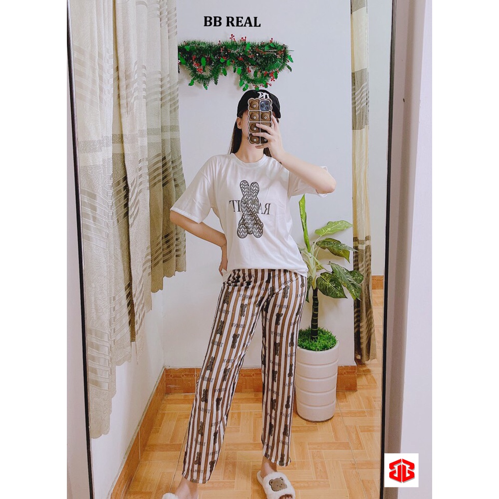 Đồ Bộ Mặc ở Nhà Bộ Đồ Ngủ Nữ Quần Dài Pijama Thun Lạnh Đẹp [CODE 33-36] Freesize Từ 45-60Kg - BB REAL