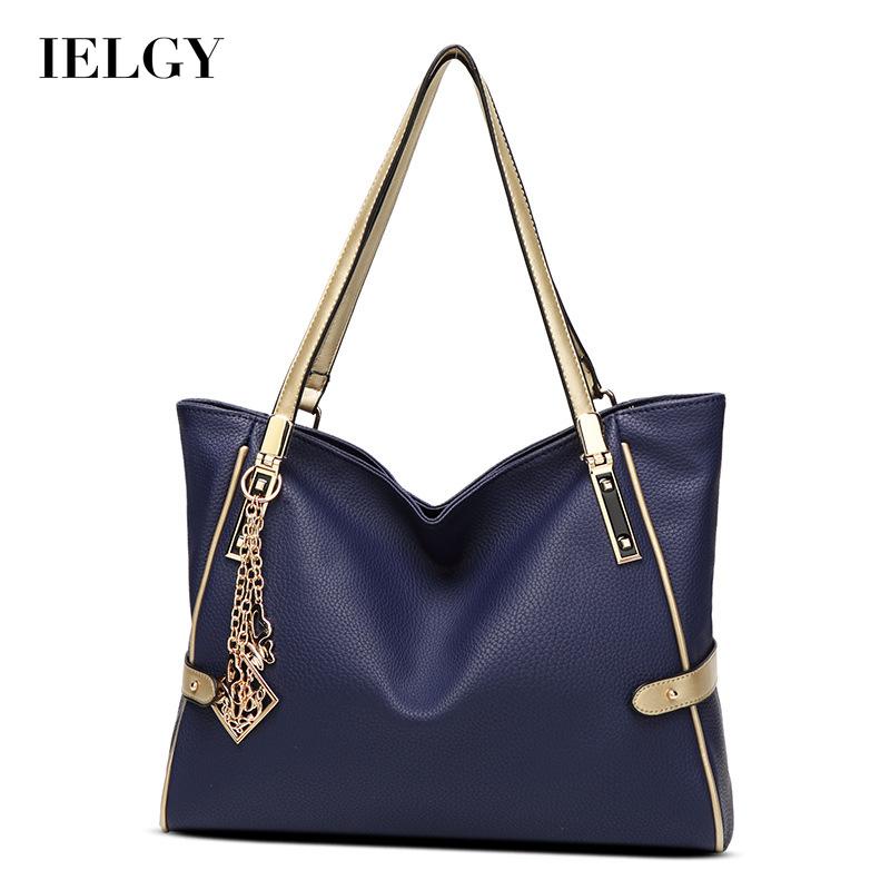 Túi đeo vai cầm tay IELGY cỡ lớn màu sắc tương phản thiết kế thời trang cho nữ