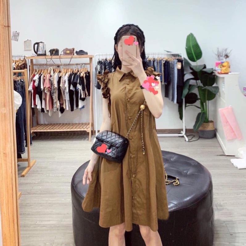 [Xả kho]Váy bầu Đầm bầu sơ mi chất đũi Hànthiết kế sang chảnh mặc đi làm đi chơi đều được feezsai 40–75Kg -HD23