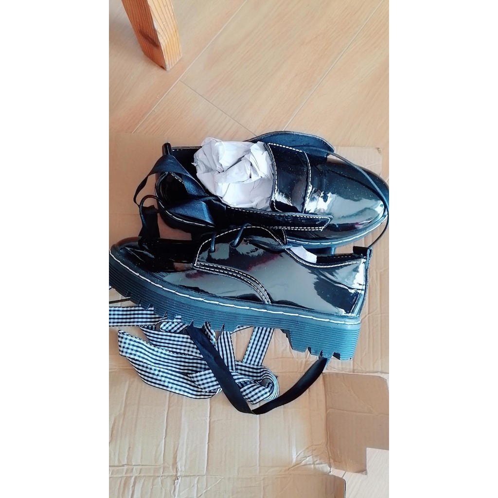 (ORDER) Giày ulzzang da bóng tặng kèm 3 dây giày đi 3 kiểu phong cách nữ sinh Hàn Quốc | BigBuy360 - bigbuy360.vn
