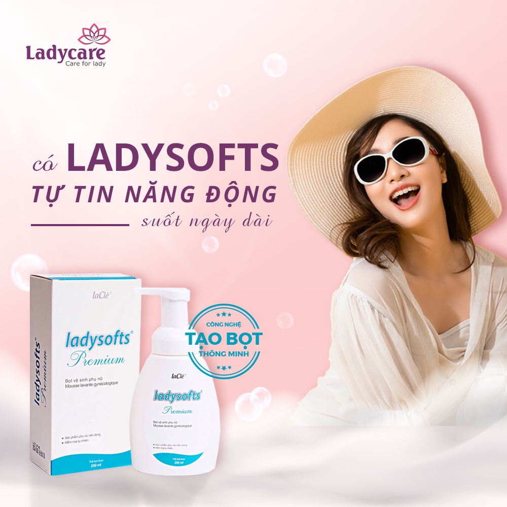 [BÁN SỈ] Combo 5 chai bọt vệ sinh phụ nữ laclé Ladysoft premium dung tích 250ml