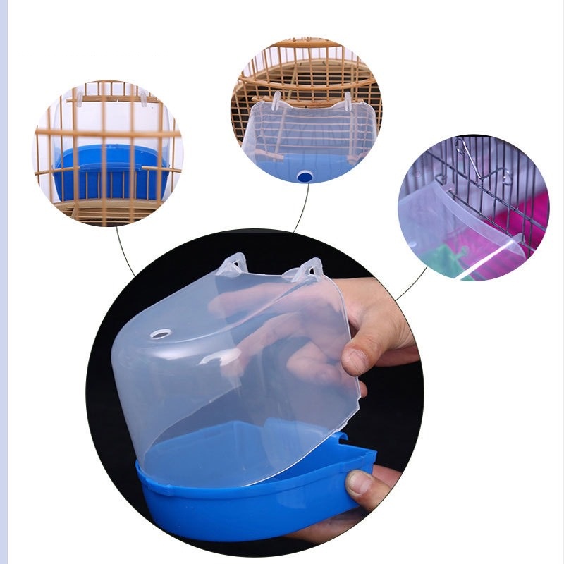 Hộp Tắm Bằng Nhựa Treo Lồng Chim Khuyên, Chào Mào, Mi, Vẹt, Bồn Tắm Cho Chim Tiện Lợi