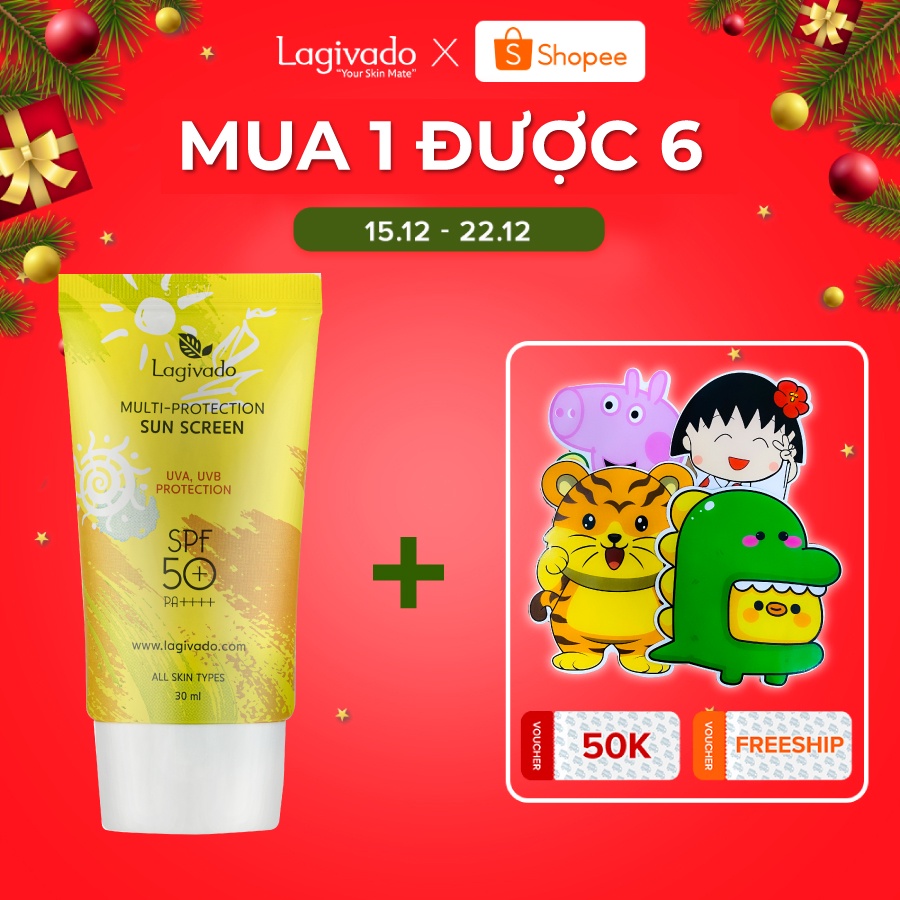 Kem chống nắng Hàn Quốc Lagivado dành cho cả da dầu mụn, nhạy cảm Multi-Protection Sun Screen SPF50+ PA++++ - 30g