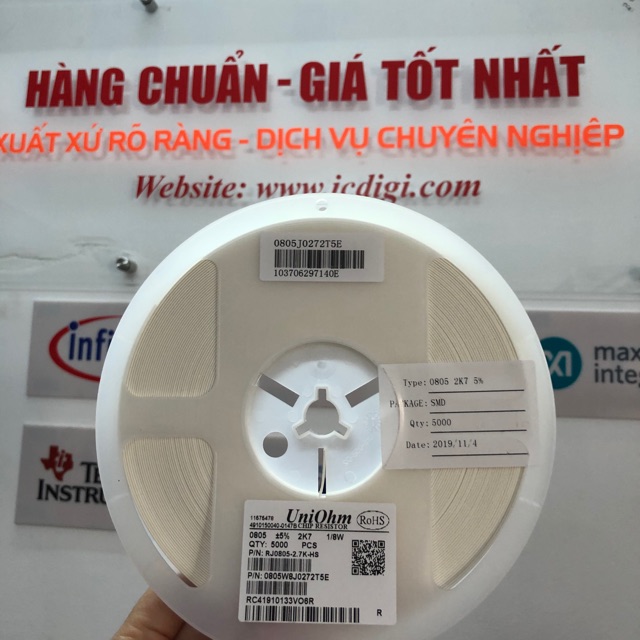 [100pcs] Điện trở 0805 giá trị 2k7 5%