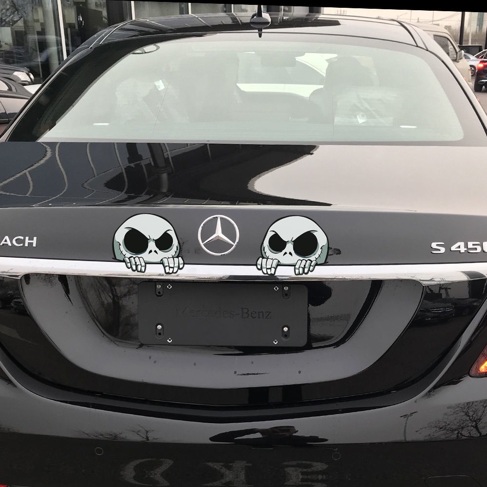 Phiên bản Q hộp sọ Nhãn dán ô tô Hình dán trang trí dễ thương Decal xe máy