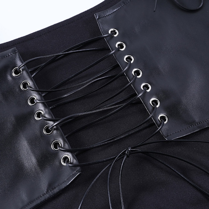 Xiangbao Áo Tank Top Hở Lưng Phối Dây Cột Phong Cách Gothic Gợi Cảm Cho Nữ Dự Tiệc / Câu Lạc Bộ Ordin