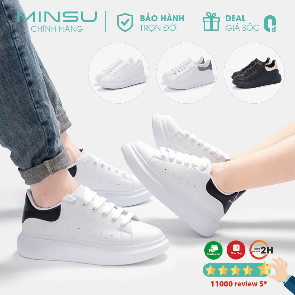 Giày Thể Thao Sneaker Cặp Đôi Nam Nữ Độn Đế MINSU M3006 Giày Bata Hàn Quốc Đế Độn Tăng Chiều Cao 5cm Đi Chơi, Học