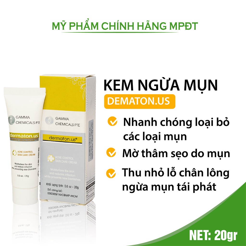 Kem mụn Dematon.US làm sạch chất cặn bã, mờ sẹo, dưỡng da trắng sáng mịn màng