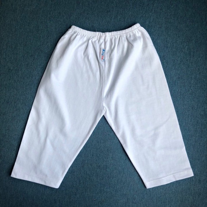 Quần dài ống suông 100% cotton, quần cho bé mặc nhà, vải mềm mại, màu trắng (size 4kg-24kg)