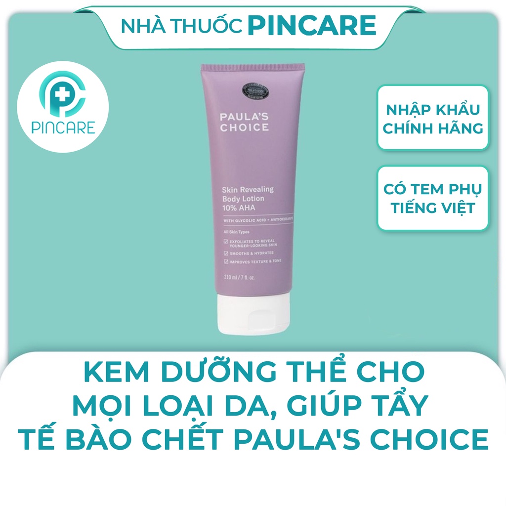 Kem dưỡng thể tẩy tế bào chết chứa 10% AHA Paula's Choice Skin Revealing Body Lotion 10% AHA-Hàng chính hãng-PinCare