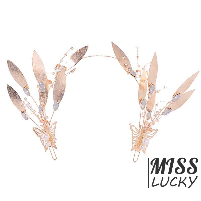 Phụ kiện cài tóc hình lá đính đá sang trọng thời trang dành cho cô dâu