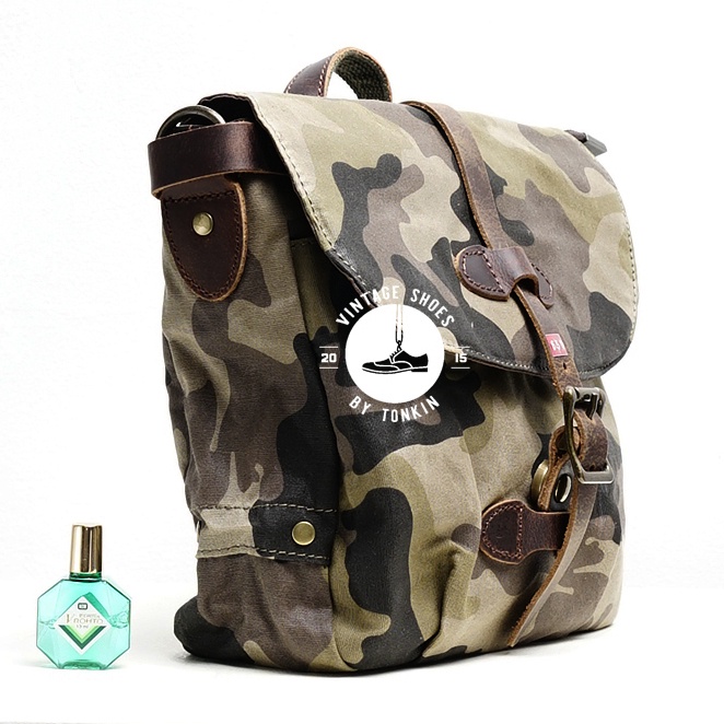 [CHỐNG NƯỚC] Túi đeo chéo nam Cavas phối Da thật CAMO IPAD chống thấm Vintage cao cấp Phong cách quân đội Workwear VNXK