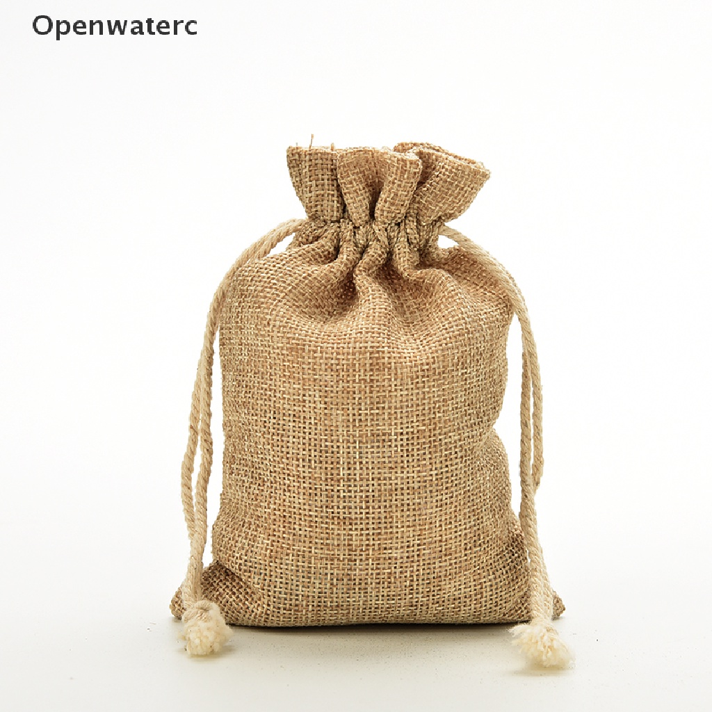 Túi Dây Rút Mini Bằng Vải Bố Mộc Mạc Trang Trí Tiệc Cưới