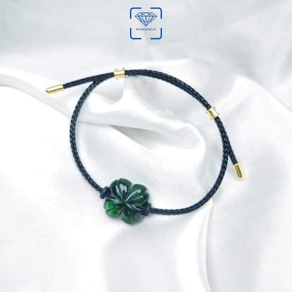 Vòng tay cỏ 4 lá đá ngọc sơn thủy mệnh mộc / hỏa Anchi jewelry
