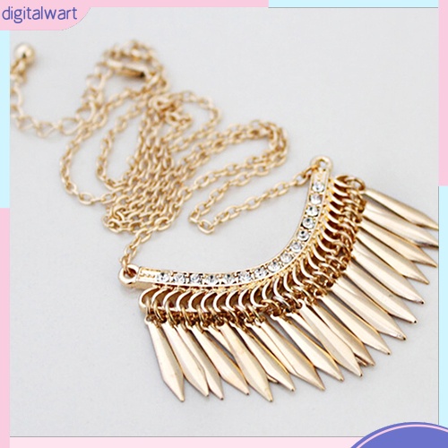 Vòng Cổ Choker Dài Màu Vàng Đính Đá Tua Rua Thời Trang Dành Cho Nữ